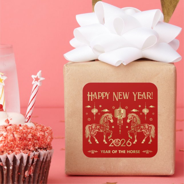 Chinese New year of the Horse 2026 Square Sticker (Party)