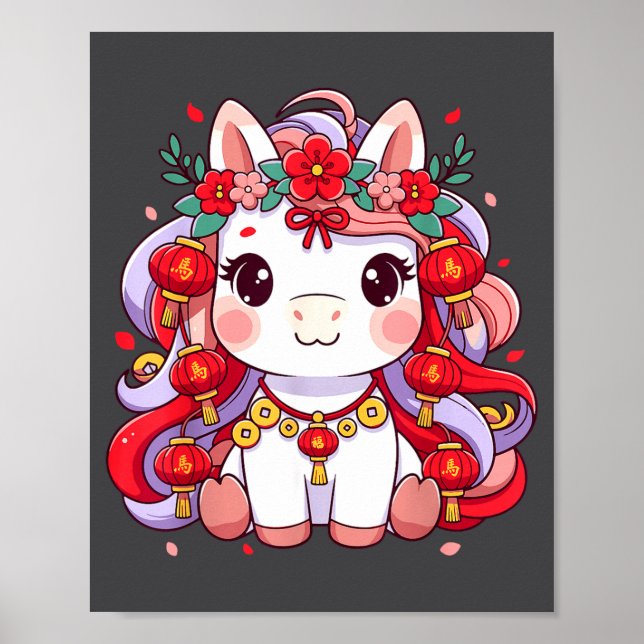 Chinese New Year Of The Horse 2026 Women Girls  Poster (Front)