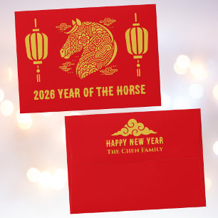 Chinese New Year of the Horse Lanterns Red Gift  Envelope
