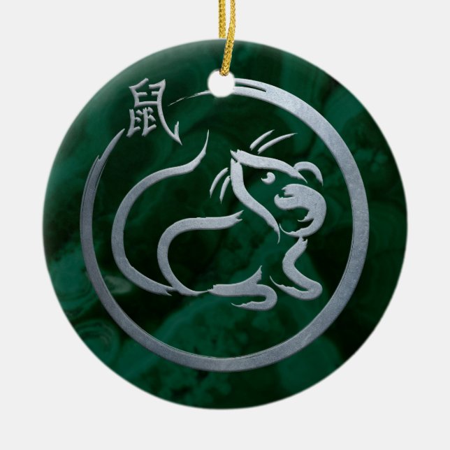 Chinese New Year of the Metal Rat Ceramic Tree Decoration (Front)