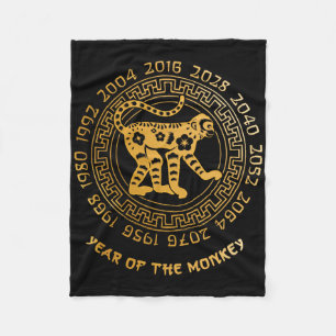 Chinese New Year Of The Monkey Chinese Zodiac Year Fleece Blanket