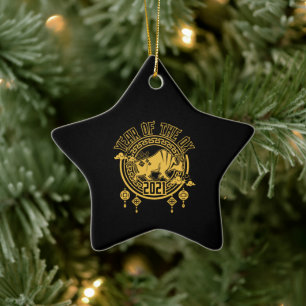 Chinese New Year of the Ox 2021 Ceramic Tree Decoration