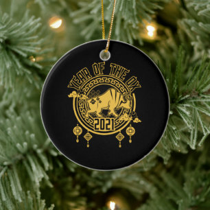 Chinese New Year of the Ox 2021 Ceramic Tree Decoration