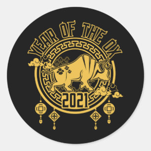 Chinese New Year of the Ox 2021 Classic Round Sticker