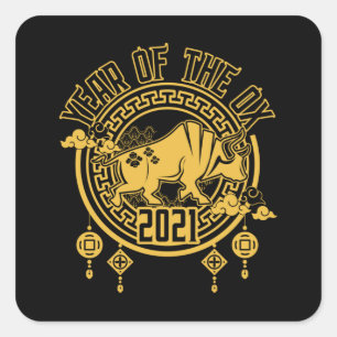 Chinese New Year of the Ox 2021 Square Sticker