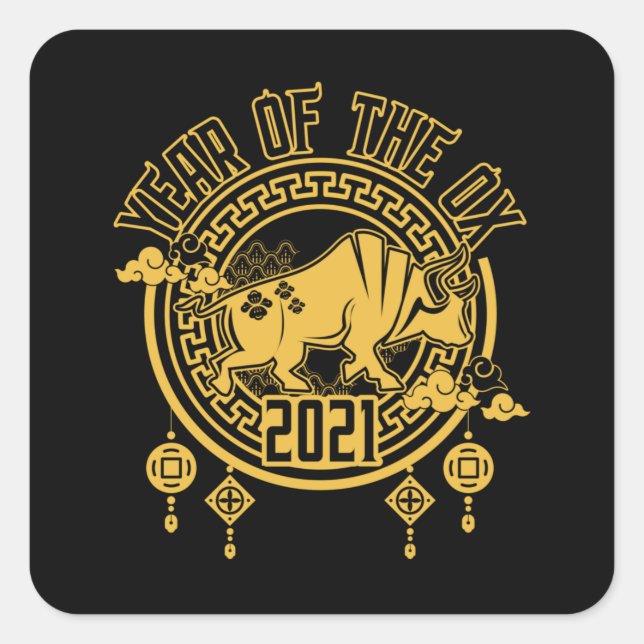 Chinese New Year of the Ox 2021 Square Sticker (Front)