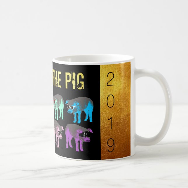 Chinese New Year of the Pig Pop Gold White Mug (Right)