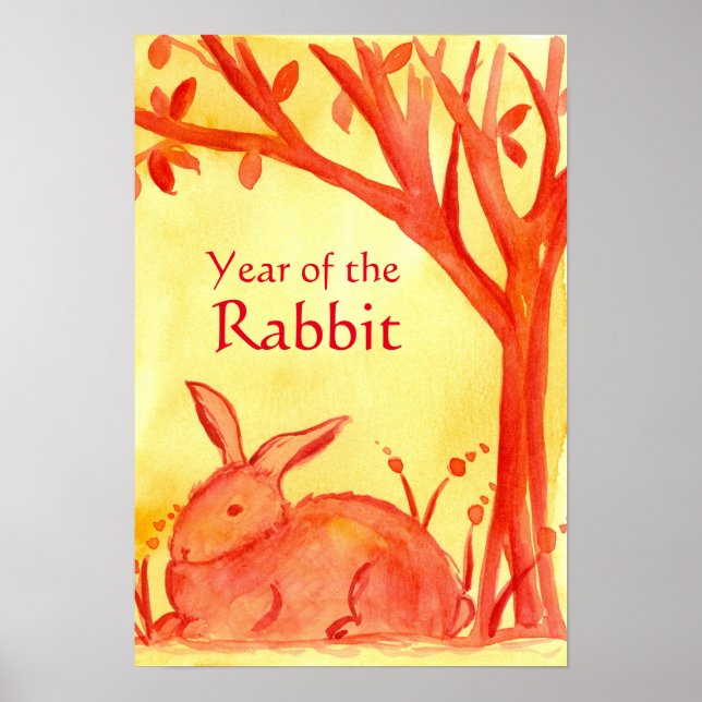 Chinese New Year of the Rabbit Animal Red Poster (Front)