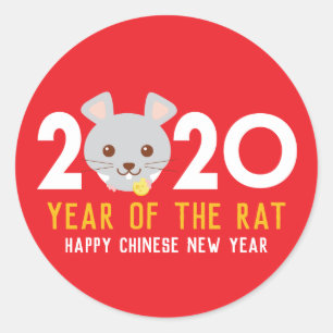 Chinese New Year of the Rat 2020 Classic Round Sticker