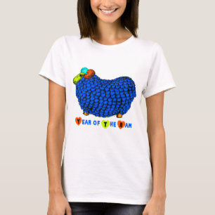 Chinese New Year of the Sheep Blue Big Ram T-Shirt
