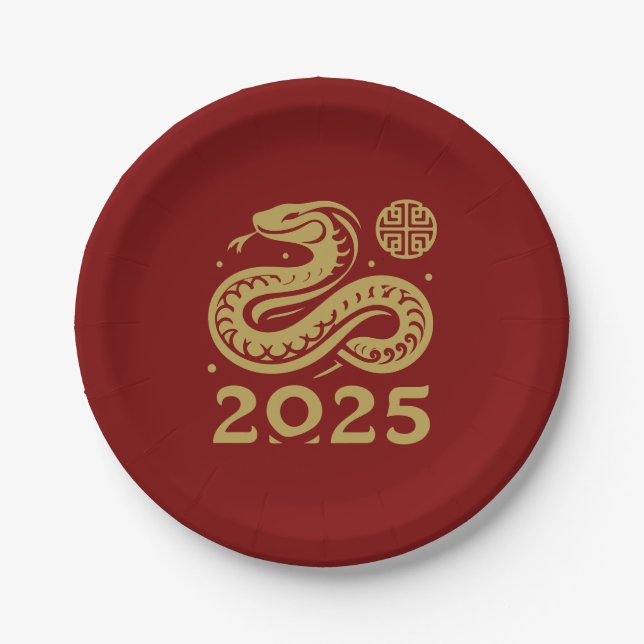 Chinese New Year of the Snake 2025 Family Potluck Paper Plate (Front)