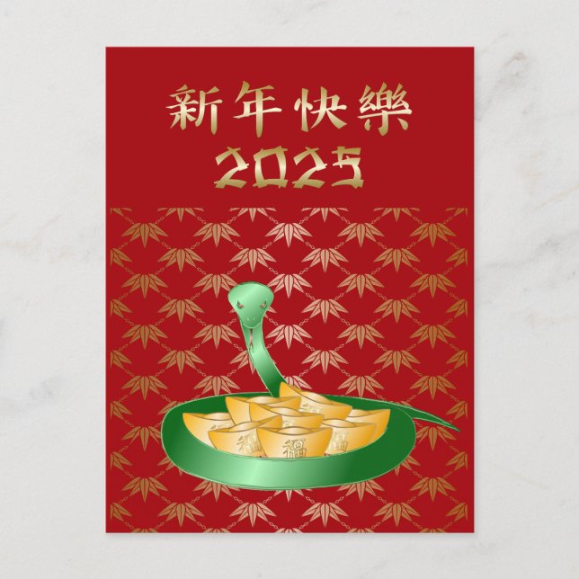 Chinese New Year of the Snake 2025 Fortune Money Postcard (Front)