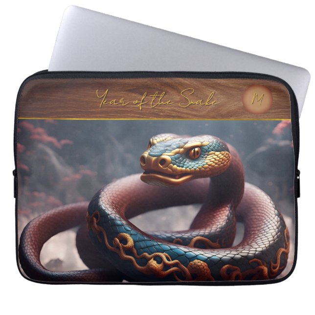 Chinese New Year of the Snake 2025 Monogram 2 LS Laptop Sleeve (Front)