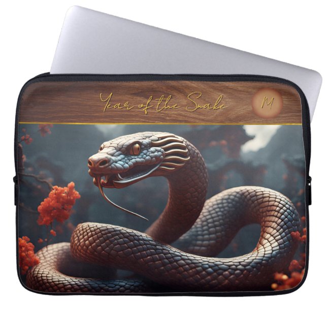 Chinese New Year of the Snake 2025 Monogram LS Laptop Sleeve (Front)