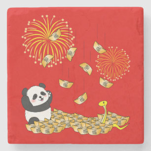 Chinese New Year of the Snake 2025 Panda Stone Coaster