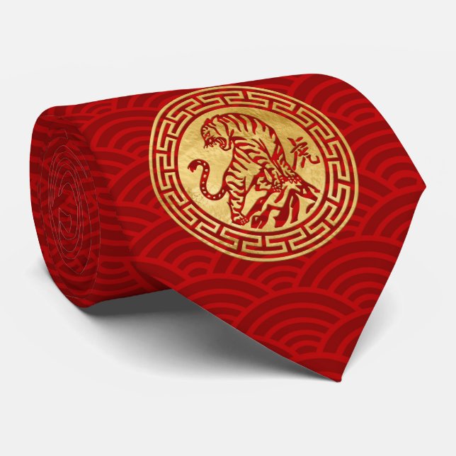 Chinese New Year of The tiger 2022  Neck Tie (Rolled)