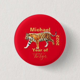 Chinese New Year of the Tiger 2022 Red 3 Cm Round Badge
