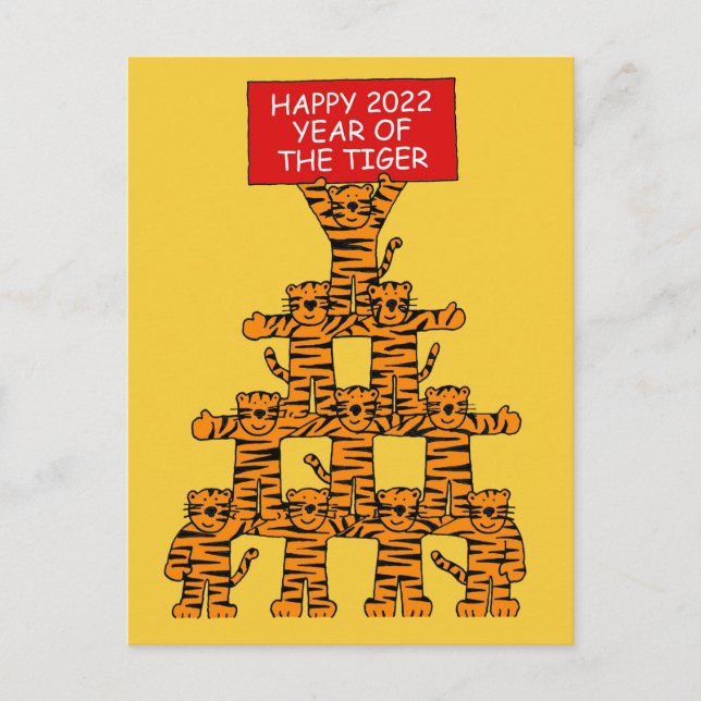 Chinese New Year of the Tiger Cartoon Fun Holiday Postcard (Front)