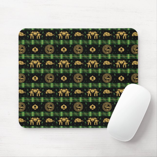 Chinese New Year of the Tiger Green Pattern Mouse Mat (With Mouse)