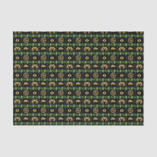Chinese New Year of the Tiger Green Pattern Tissue Paper (Front)
