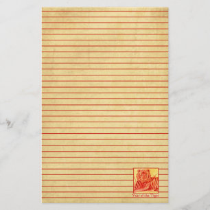 Chinese New Year of the Tiger Wildlife Red Lined Stationery