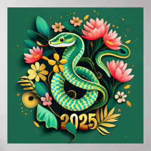Chinese New Year Of The Wood Snake 2025 for woman Poster