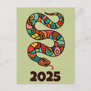 Chinese New Year Of The Wood Snake 2025 Holiday Postcard