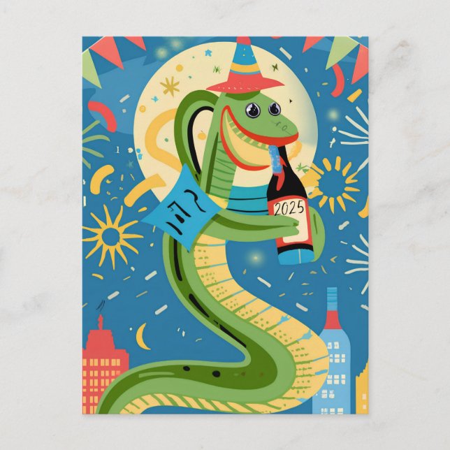 Chinese New Year Of The Wood Snake 2025 Holiday Postcard (Front)