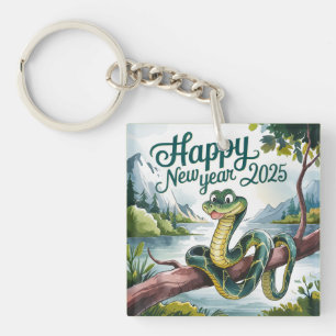 Chinese New Year Of The Wood Snake Happy New 2025  Key Ring