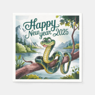 Chinese New Year Of The Wood Snake Happy New 2025  Napkin