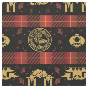 Chinese New Year of Tiger Red Check Pattern Fabric