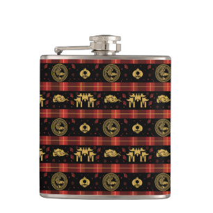Chinese New Year of Tiger Red Check Pattern Hip Flask