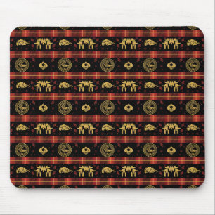 Chinese New Year of Tiger Red Check Pattern Mouse Mat