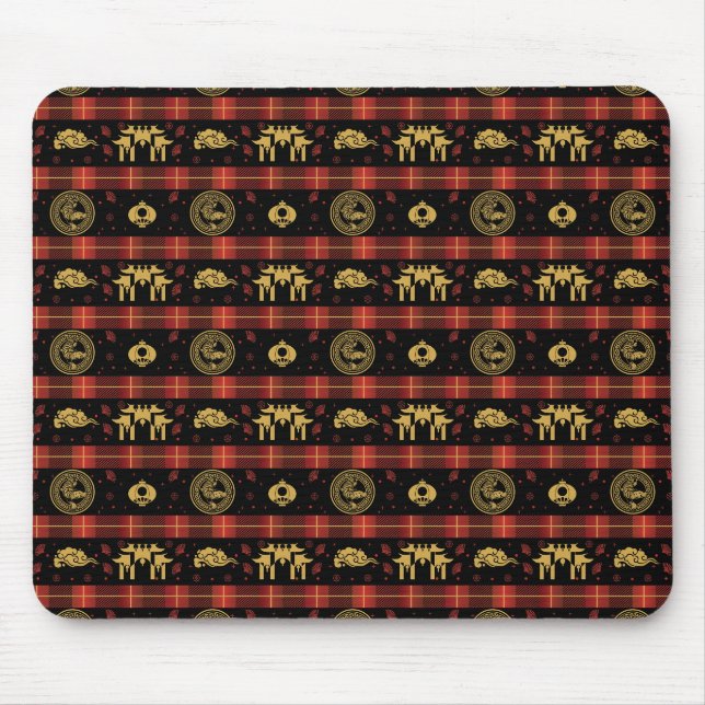 Chinese New Year of Tiger Red Check Pattern Mouse Mat (Front)