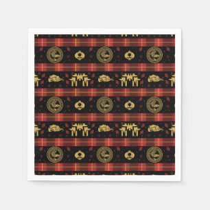 Chinese New Year of Tiger Red Check Pattern Napkin