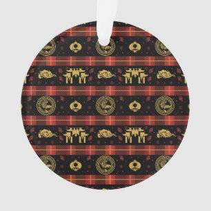 Chinese New Year of Tiger Red Check Pattern Ornament