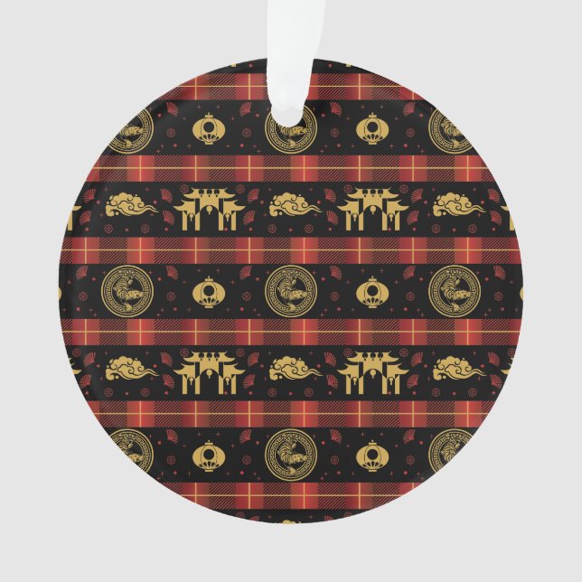 Chinese New Year of Tiger Red Check Pattern Ornament (Front)