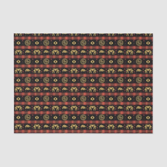 Chinese New Year of Tiger Red Check Pattern Tissue Paper (Front)