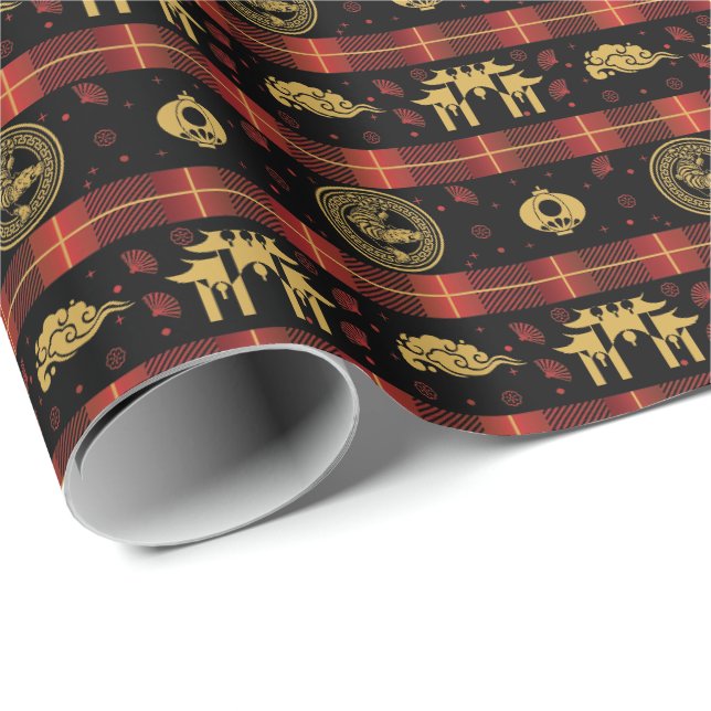 Chinese New Year of Tiger Red Check Pattern Wrapping Paper (Roll Corner)