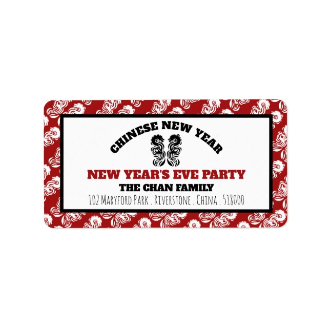 Chinese New Year Oriental Dragon Label (Front)