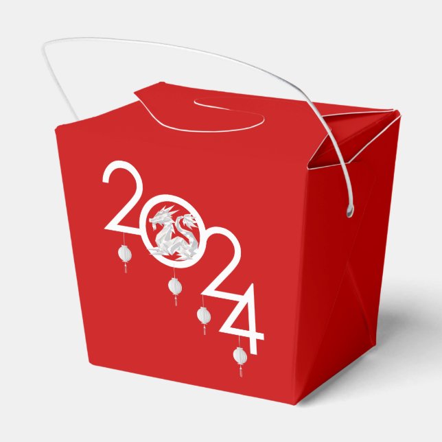 Chinese New Year Origami Dragon, red Favour Box (Back Side)