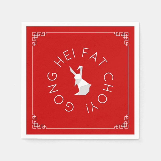 Chinese New Year Origami Rabbit Napkins (Front)