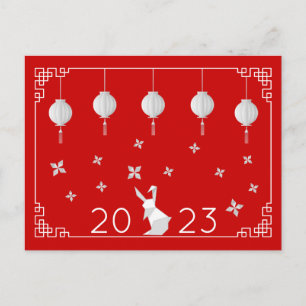Chinese New Year Origami Rabbit Postcard