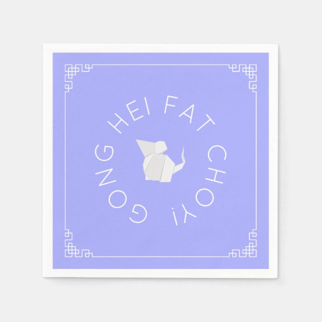 Chinese New Year Origami Rat, light Napkin (Front)
