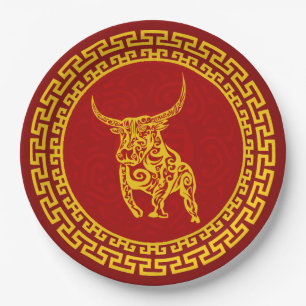 Chinese New Year Ox Ornament Paper Plate