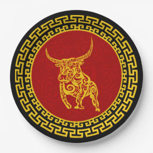 Chinese New Year Ox Ornament Paper Plate