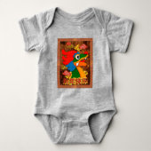 Chinese New Year Papercut Dragon Wood Red Gold Baby Bodysuit (Front)