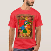 Chinese New Year Papercut Dragon Wood Red Gold T-Shirt (Front)