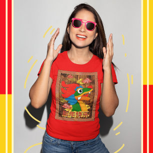 Chinese New Year Papercut Dragon Wood Red Gold T-Shirt