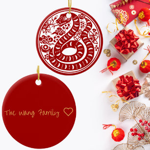 Chinese New Year Personalizable Snake Ceramic Tree Decoration